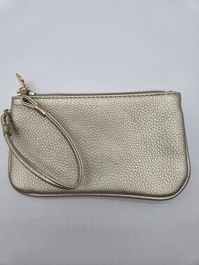 The Royal Standard Gold Wristlet Pouch Metallic Clutch EUC